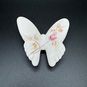 Lasting products Inc Resting Butterfly hand painted floral flower ceramic home w